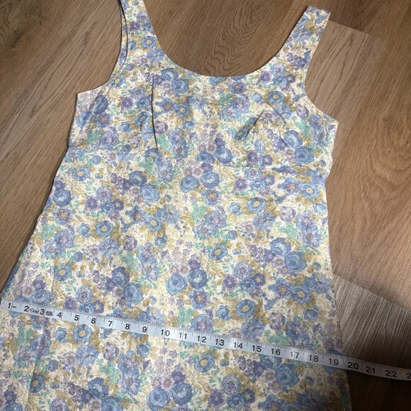 vintage Laura Ashley floral tank dress size US 8 6 blue purple white 90s linen - Picture 9 of 9